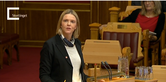 Sylvi Listhaug i den munnlege spørjetimen i Stortinget onsdag