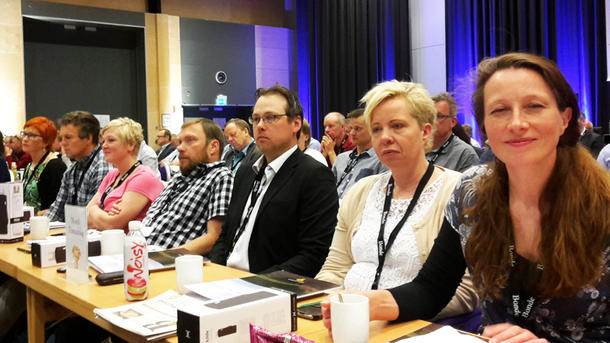 Deler av delegasjonen fra Nord-Trøndelag, fra venstre: Karin Søraunet, Lorns Olav Aunsmo, Audhild Slapgård, Trond Hodne, Svenn Ove Fosseng, Hege Lindstrøm og  Irma Øfsti.
