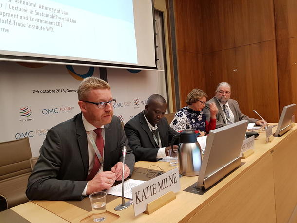 Nestleder i Bondelaget, Bjørn Gimming, innleder på WTO Public Forum, oktober 2018.
