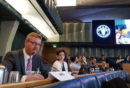 Bjørn Gimming i møte med FNs matsikkerhetskomite, oktober 2018